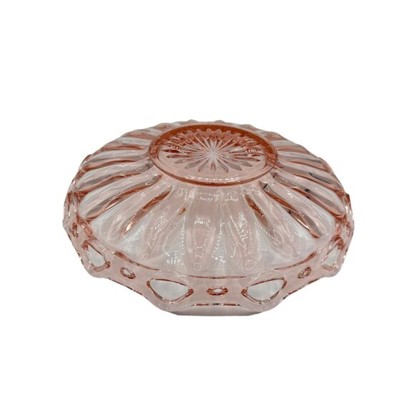 Vintage Pink Depression Glass Serving Ribbed Lace Bowl 12" - Picture 5 of 16